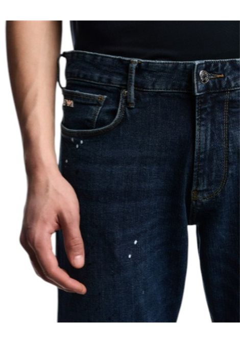 J06 slim fit jeans in denim with paint spots EMPORIO ARMANI | Trousers | EM000121 AF13252FB041